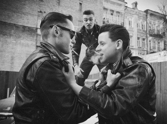Black leather motorcycle smoke — 45