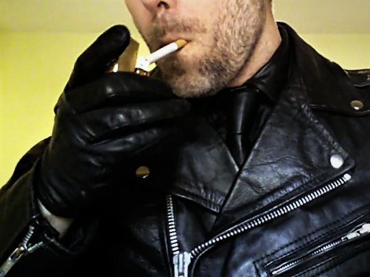 Black leather motorcycle smoke — 40