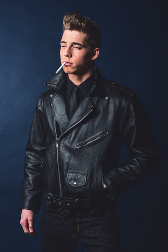 Black leather motorcycle smoke — 10
