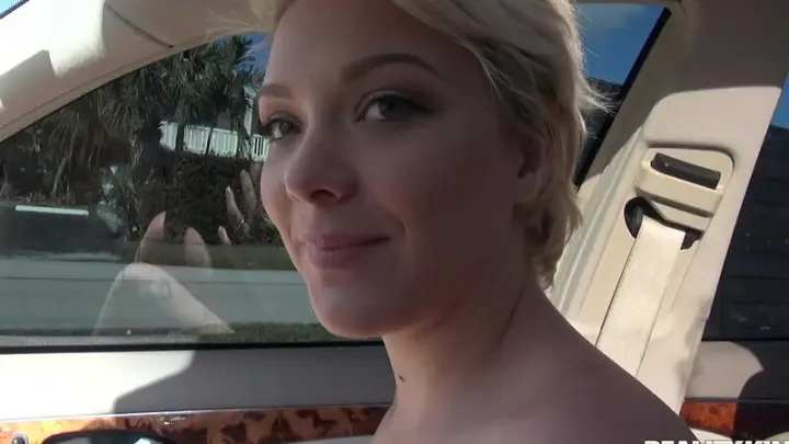 Aurora sucks Tyler's cock in his car before they go to his place where he fucks her doggystyle outside and finishes in her mouth. — 8